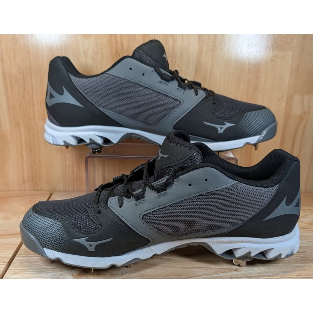 Mizuno Sweep 5 Metal Baseball Cleats Black Gray‎ Mens Size 14